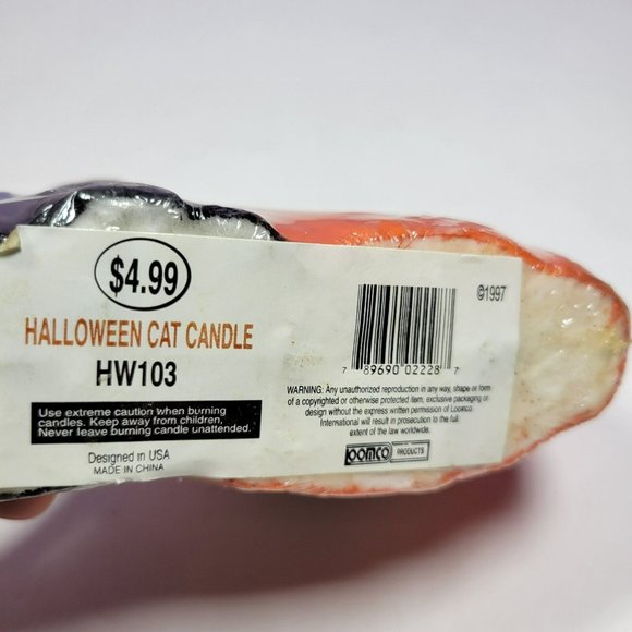 Vintage Halloween Black Cat & Pumpkin Glow in Dark Candle 1997 Loomco NEW 6x5" - Picture 2 of 5